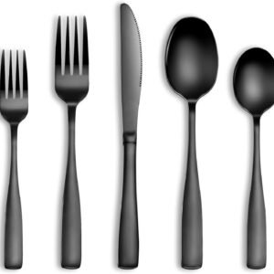 20 Pcs Black Silverware Set, Food-Grade Stainless Steel Flatware